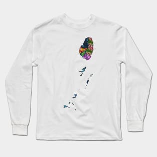 Spirograph Patterned Saint Vincent and the Grenadines Islands Map Long Sleeve T-Shirt